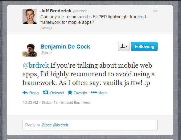 Use a framework for Mobile Web Apps